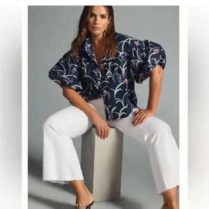 Maeve by Anthropologie navy blue floral blouse woman’s size small NWT